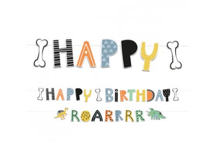 Banner Happy Birthday Dino Roar 150 cm, 2 ks