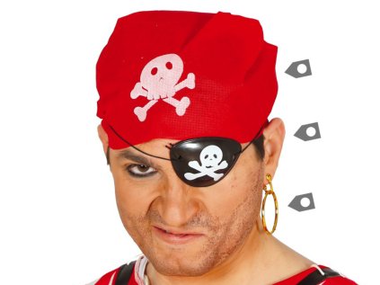 Pirátský set - šátek, náušnice a páska přes oko