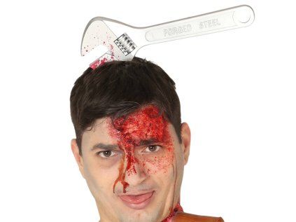 Čelenka Halloween - hasák v hlavě krvavý
