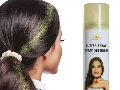 Párty sprej na vlasy třpytky zlaté, 125 ml
