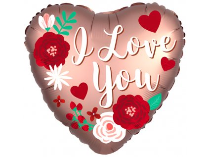 Balonek fóliový srdce I love you saténový, 43 cm