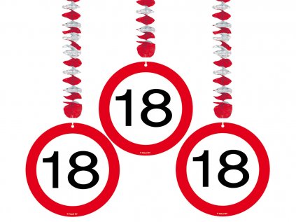 Závěsné spirály číslo 18 dopravní značky, 3 ks