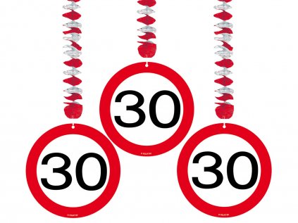 Závěsné spirály číslo 30 dopravní značky, 3 ks