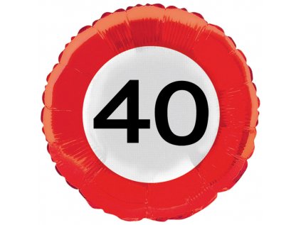 Balonek fóliový číslo 40 dopravní značka, 45 cm