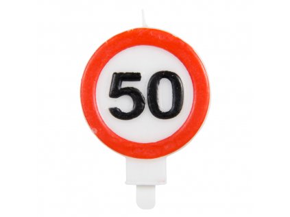 Narozeninová svíčka číslo 50 dopravní značka