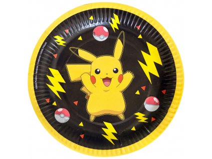 Papírové talířky Pokémon Pikachu 18 cm, 8 ks