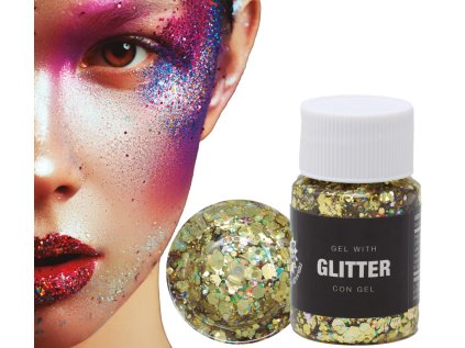 Make-up gel se zlatými třpytkami na obličej, 20 g