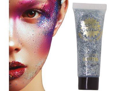 Make-up gelová barva na obličej se stříbrnými třpytkami, 20 ml