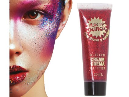 Make-up gelová barva na obličej s červenými třpytkami, 20 ml