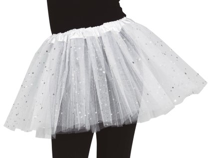 Tylová sukýnka bílá třpytivá, obvod 50 cm
