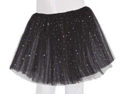 Tylová sukýnka černá třpytivá, délka 30 cm