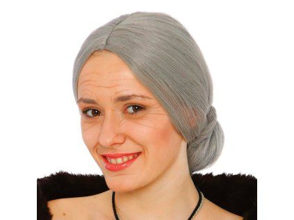 Paruka šedá - babička s drdolem