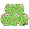 Balonek latex zelený puntíky růžové, 30 cm