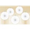 Závěsné dekorace rozety bílé mini, 5 ks