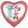 Balonek fóliový Minnie Mouse 1st Birthday, 43 cm