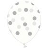 Balonek latex průhledný puntíky stříbrné, 30 cm