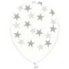 Balonek latex Hvězdy stříbrné průhledný, 30 cm