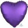 Balonek fóliový srdce fialové saténové, 43 cm