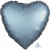 Balonek fóliový srdce modré ocelové saténové, 43 cm