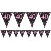 Vlaječky Happy Birthday číslo 40 černo-růžové, 4 m