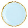 Papírové talířky modré se zlatým okrajem 18 cm, 6 ks