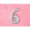 Fóliové číslo 6 holografické stříbrné, 35 cm