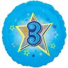 Balonek fóliový číslo 3 modrý, 43 cm