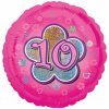Balonek fóliový číslo 10 růžový, 43 cm