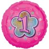 Balonek fóliový číslo 1 růžový, 43 cm