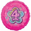 Balonek fóliový číslo 4 růžový, 43 cm