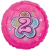 Balonek fóliový číslo 2 růžový, 43 cm