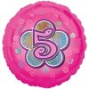 Balonek fóliový číslo 5 růžový, 43 cm