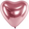 Balonek latex růžově zlaté chromové srdce, 30 cm