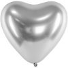 Balonek latex stříbrné chromové srdce, 30 cm