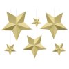 Závěsné dekorace hvězdy zlaté, 6 ks