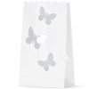 Lampiony na svíčky bílé s motýly, 10 ks