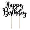 Dortový zápich Happy Birthday papírový černý
