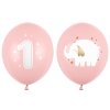 Balonek latex číslo 1 a slon růžový mix, 30 cm