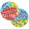 Papírové talířky Happy Birthday barevné 18 cm, 6 ks