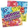 Papírové ubrousky Happy Birthday barevné 25 cm, 16 ks