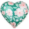 Balonek fóliový srdce s květinami, 45 cm