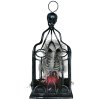 Dekorace Kostra sovy v kleci - pohyb, světlo, zvuk, 33 cm