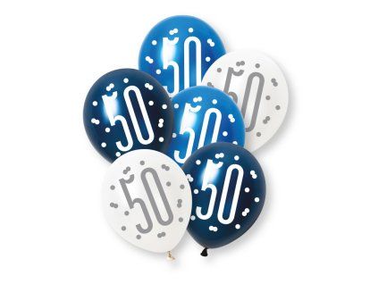 18476 balony 50 glitz blue 30cm 6ks 39728