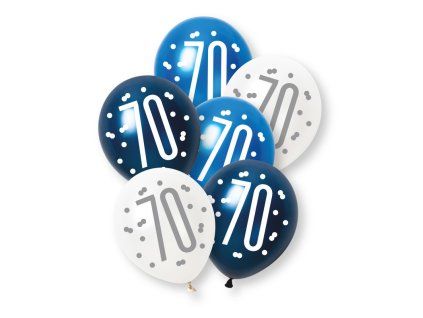 18482 2 balony 70 narodeniny modry mix 30cm 6ks