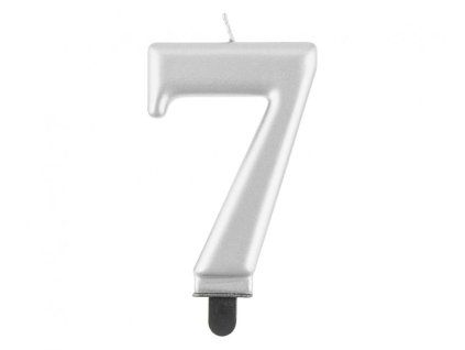 Svíčka na dort číslo 7 stříbrná