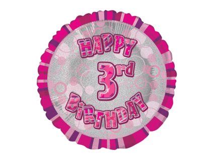 foliovy balon 3 birthday pink glitz 9763