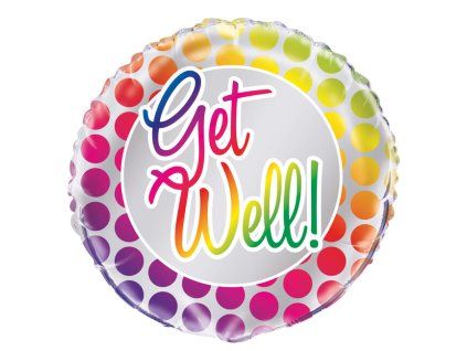 4886 foliovy balon get well rainbow dots 10053