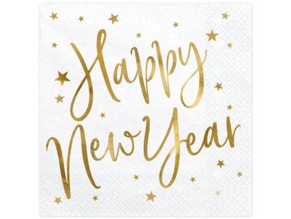 servitky happy new year biele 15386