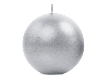 8489 candle sphere metallic silver 8cm 15645
