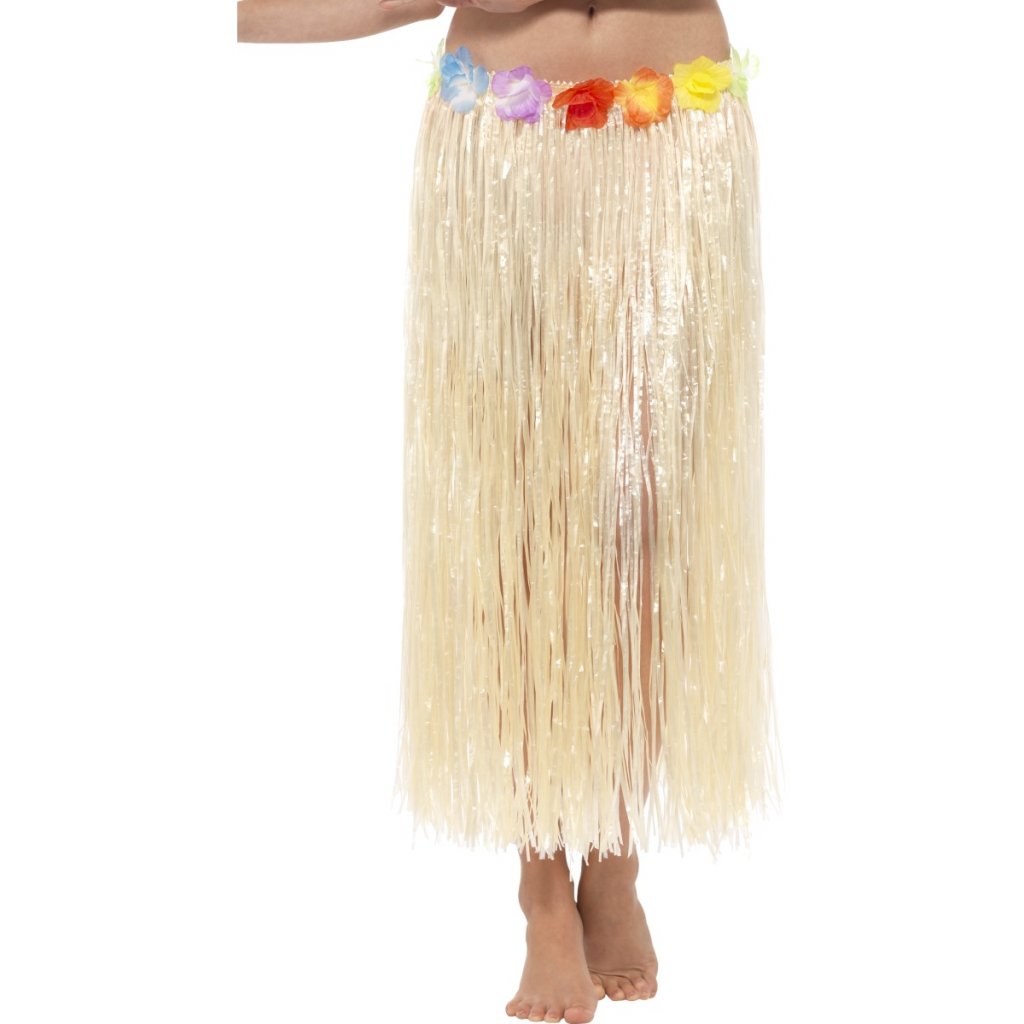 Havajská Hula Hula sukně béžová 80 cm